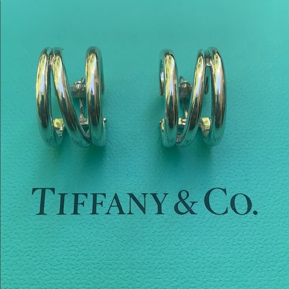 Tiffany & Co. Jewelry - Tiffany Co Sterling Silver Double Diagonal Hoop